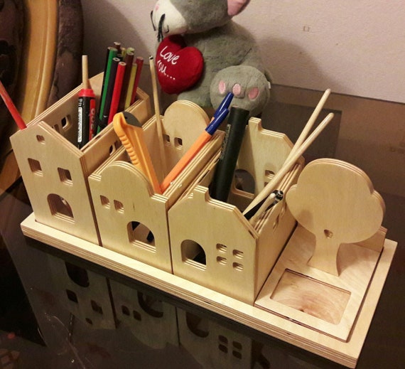 Laser Cut City Desk Organizer Cute Desk Organization Ideas Pen