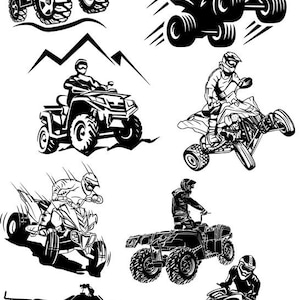ATV Quad Bike Off Road Silhouette Vinyl Stickers Vector Art Pack SVG CDR File