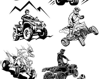 ATV Quad Bike Off Road Silhouette Vinyl Stickers Vector Art Pack SVG CDR File