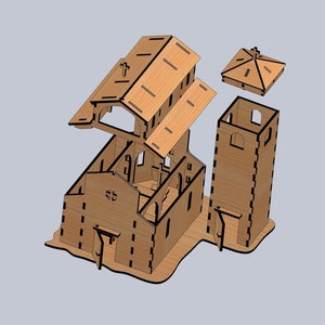 Puede incluir: Un kit de modelo de madera de una iglesia con una torre de campanario, techo y detalles interiores. El kit est&aacute; sin montar y viene con instrucciones.
