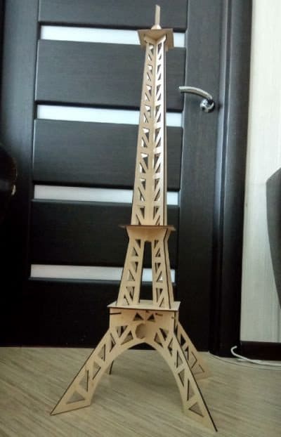 Lasercut Eiffel Tower Paris Simple  Model Decorative Wooden 3D Toy Plan 4 mm SVG CDR DXF Ai Pdf Eps Files