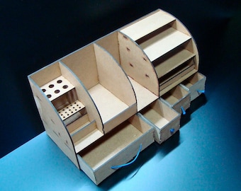 Laser Cut Wooden Desk Organizer With Drawer Storage Box 3 mm DXF SVG File