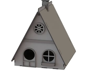 Laser Cut Triangle Bird House Wooden Pet Nest 3 mm SVG DXF File