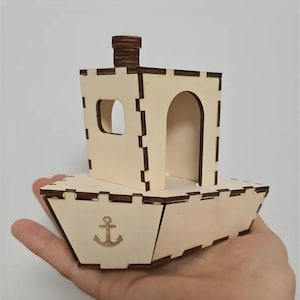 Lasercut Boat Model Decorative WoodenShip Design 3D Toy Plan 4 mm SVG DXF Files
