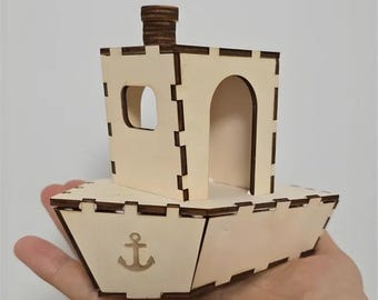 Lasercut Boat Model Decorative WoodenShip Design 3D Toy Plan 4 mm SVG DXF Files