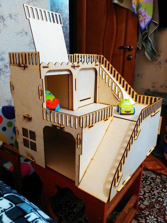 Lasercut Car Parking 3D Puzzle Wooden Toy For Kids 4 mm Garage Model SVG CDR Files