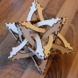 Laser Cut Star Puzzle 3D Stellated Icosahedron 1.88 mm Wooden Plan SVG DXF File