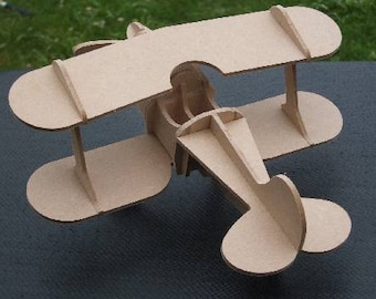 Lasercut Airplane 3D Model Simple Plan Wooden Toy 1/14&quot; SVG DXF File Instant Download