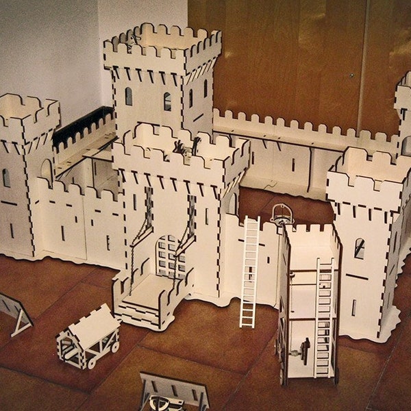 Laser Cut Castle Under Attack Kids Toys 6 mm 3D Modèle Plan Jouet en bois CDR DXF SVG Fichier
