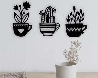 Lasercut Cactus Wall Decoration Wooden Metal Vector Art Cnc Cut SVG CDR Files