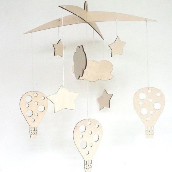 Lasercut Kids Baby Room Decoration Wooden Clouds Balloons Stars Ai CDR SVG DXF Files