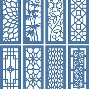 Laser Cut 8 Panel Screen Design Pack Vector Art Set Cnc Router SVG CDR Ai DXF File