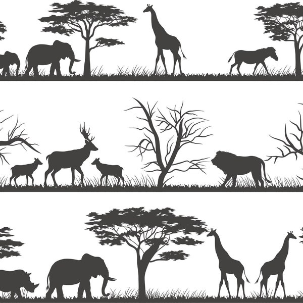 Lasercut Safari Wild Life Nature Animals Savannah Silhouette Vector Art Pack Wall Decoration SVG CDR EPS Files