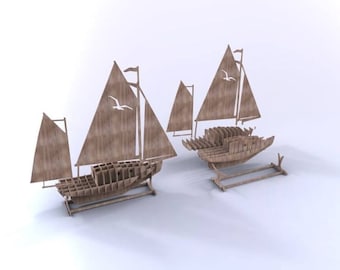 Lasercut Sailboat Model Decorative Wooden 3D Toy Plan 3 mm SVG CDR DXF Files