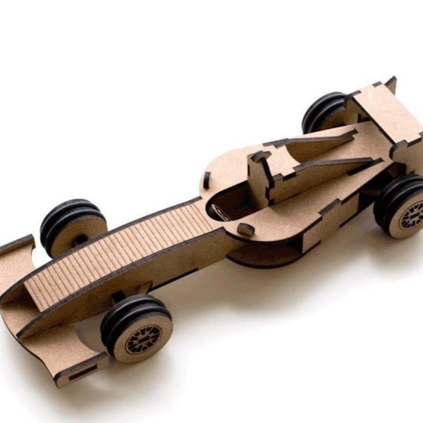 Laser Cut Race Car 3D Model Plan Wooden Toy 4 mm SVG CDR File