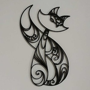 Lasercut Cat Wall Decoration Wooden Metal Vector Art Cnc Cut DXF SVG CDR Files