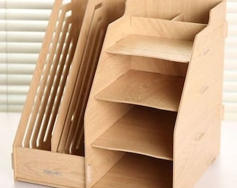 Laser Cut Wooden Desk Organizer With Shelf Storage Box 6 mm DXF SVG File