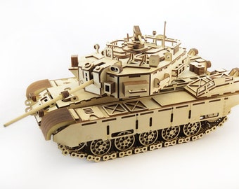 Lasercut Wooden Tank Panzer Modelo 3D Puzzle Juguete 3 mm Archivos SVG CDR