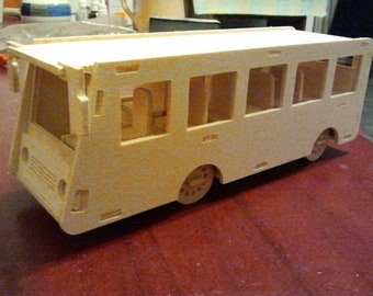 Laser Cut Bus Model 3D Plan Wooden Toy 1.5 mm SVG CDR PDF File