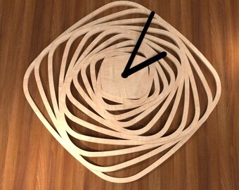 Lasercut Decorative Wooden Wall Clock Special Geometric Design SVG CDR Files