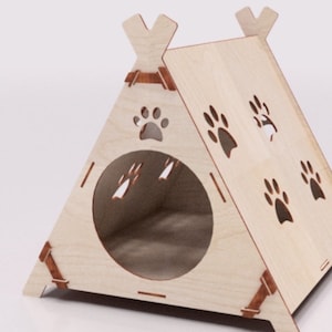 Lasercut Dog House Wooden Decorative Pet House 6 mm SVG CDR Files