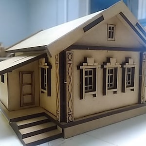 Lasercut House Model Decorative Wooden 3D Toy Plan 3 mm SVG Dxf CDR Ai Pdf Eps Files