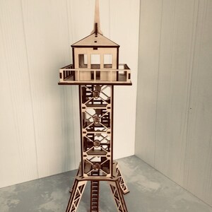 Laser Cut Military Observation Tower 3D Wooden Model 3 mm SVG CDR File