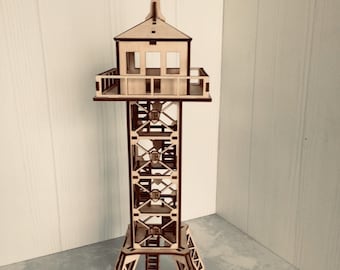 Laser Cut Military Observation Tower 3D Wooden Model 3 mm SVG CDR File
