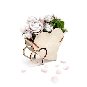 Lasercut Heart Basket Model for Flowers 4 mm Wooden Plywood Decoration SVG CDR Files