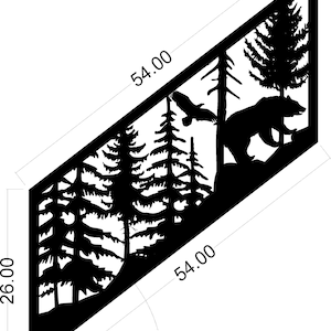 Lasercut trappaneel Bear Eagle Plasma Cnc Metal Vector Art Design SVG DXF-bestand