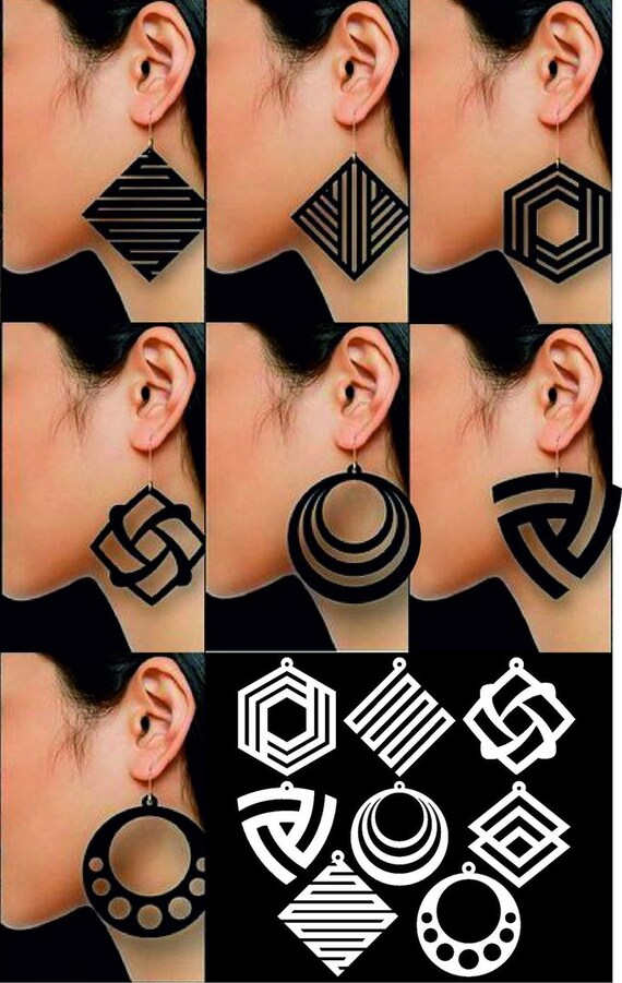 Lasercut Earring Modern Models Special Design Wooden Jewelry