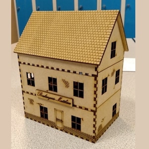 Laser Cut Textured Building Town Vintage House 3D Model Plan Wooden Toy 3 mm SVG DXF File