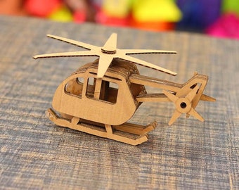 Buy Lasercut Helicopter Model Cardboard 3D Toy Plan SVG DXF Files