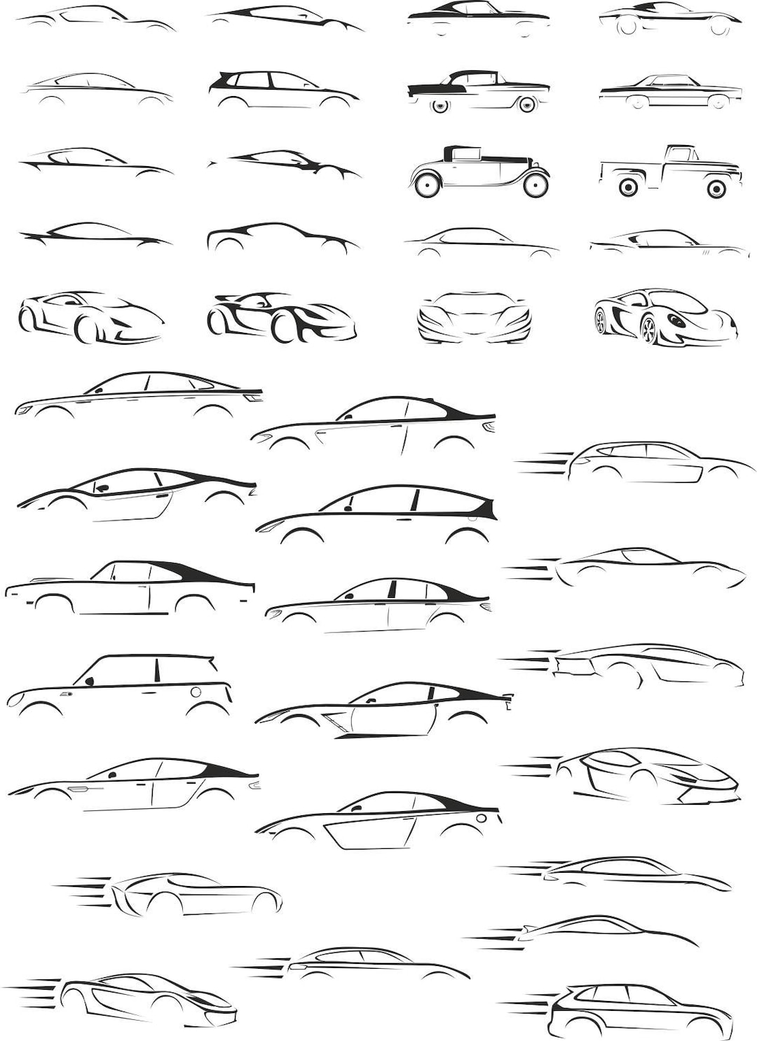 Cars Silhouette Illustration Special Design for Wall Decor, Sticker ...