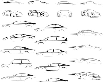 Car Silhouette Bundle SVG, 42 Vehicle Models Cut File Set, Laser Cut and Cricut Files, SVG CDR Pdf Download