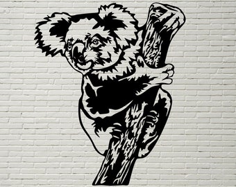 Lasercut Koala Wall Decoration Wooden Metal Vector Art Cnc Cut SVG CDR Eps DXF Ai Pdf Files