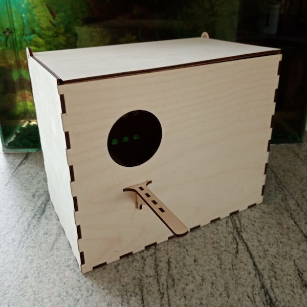 Laser Cut Bird Parrot Budgie Nest Breeding Box 3D Model Plan Wooden Toy (3mm and 4mm Patterns) SVG CDR File