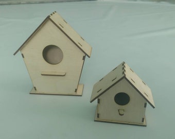 Laser Cut Birdhouse 3D Model Plan Wooden Garden Toy 3.6mm SVG DXF File