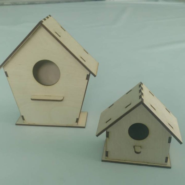 Laser Cut Birdhouse 3D Model Plan Wooden Garden Toy 3.6mm SVG DXF File