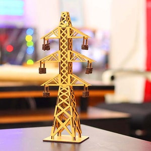 Lasercut Electrical Transmission Tower Model Wooden 3D Toy Plan 3 mm SVG DXF Files