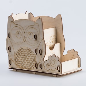 Laser Cut Owl Pen Holder Office Desk Organizer 3.3 mm SVG CDR File