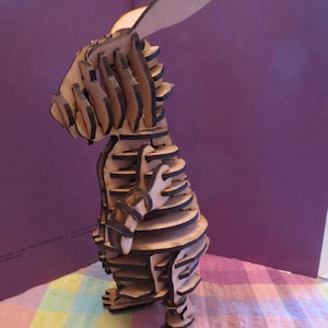 Laser Cut Rabbit Model 4mm Wooden 3D Animal Puzzle Template SVG CDR DXF File