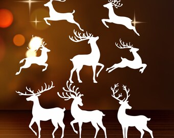 Laser Cut Christmas Reindeer Window Stickers SVG CDR File