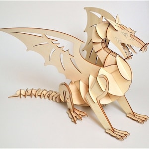 Laser Cut Dragon 3D Model Plan Wooden Toy 3 mm SVG DXF File