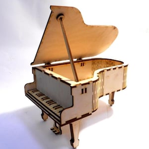 Lasercut Piano Model 3 mm Wooden 3D Plan SVG DXF Files