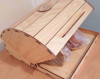 Lasercut Bread Storage Box Model Wooden Kitchen Craft Design 3.6 mm DXF SVG Files