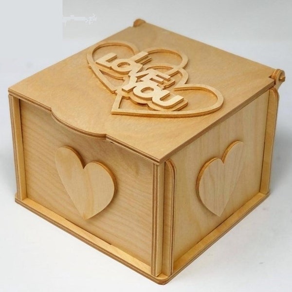 Lasercut Velantines Day Love Gift Box Model Wooden 1/4" CDR SVG Files