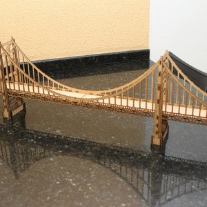Lasercut Bridge Model Golden Gate San Francisco 3D Wooden Puzzle Toy 4 mm CDR SVG Files