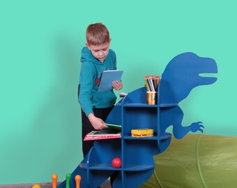 Laser Cut Wooden Dinosaur T-Rex Shelf Furniture CNC Plans SVG DXF File