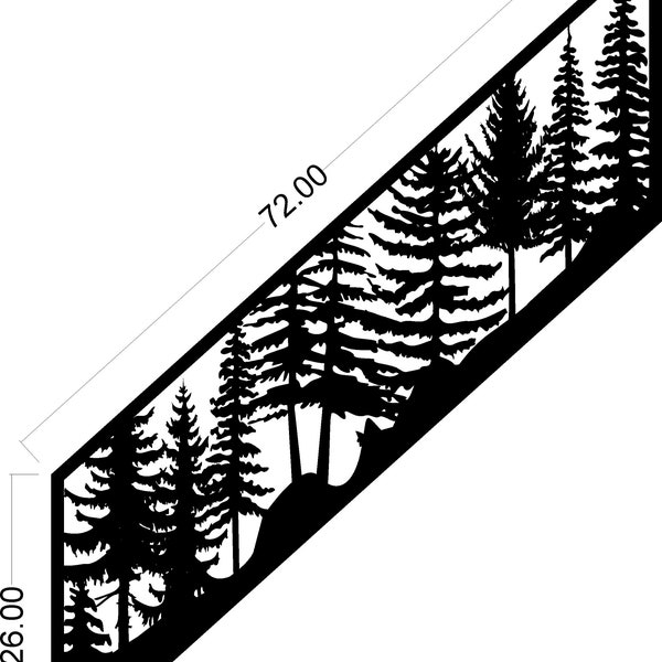 Lasercut Nature Screen Plasma Cnc Cut Stair Rail Panel Vector SVG DXF File